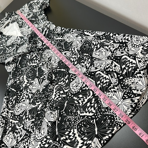 Brooks Brothers Black-White Knit Jersey Butterfly Print Wrap Dress Size … - Picture 14 of 16